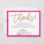 BUSINESS THANK YOUシックなモダン金ゴールドグリッタースクリプト サンキューカード (正面)