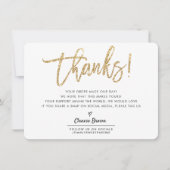 BUSINESS THANK YOUシックなモダン金ゴールドグリッター サンキューカード (正面)