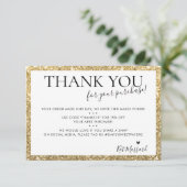 BUSINESS THANK YOUシックなモダン金ゴールドフェイクグリッター サンキューカード (スタンド正面)