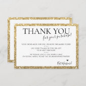 BUSINESS THANK YOUシックなモダン金ゴールドフェイクグリッター サンキューカード (正面/裏面)