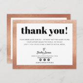 BUSINESS THANK YOUシックなGLAMバラ金ゴールドロゴ サンキューカード (正面/裏面)