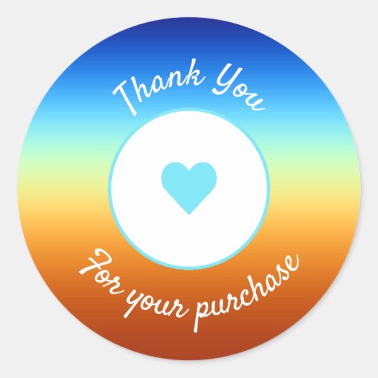 Business Thank Youハートステッカー日の出の色 ラウンドシール (正面)