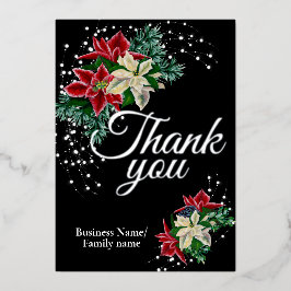 Business Thank YouフローラPoinsettia 箔シーズンカード