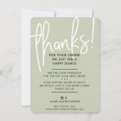 BUSINESS THANK YOUモダンフォントセージ緑の黒 サンキューカード (正面)