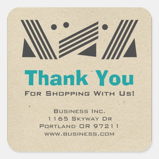 Business Thank Youヴィンテージ紙デザインブルー スクエアシール (正面)