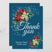 Business Thank You感謝フローラ青 サンキューカード (正面/裏面)