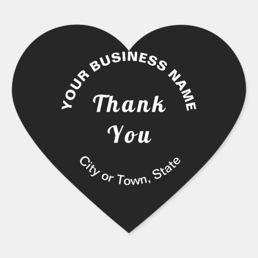 Business Thank You文字on Blackハートシール ハートシール (正面)