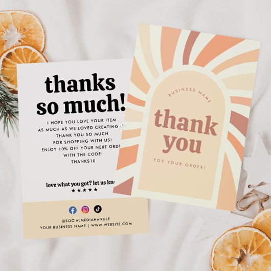 Business Thank You注文書レトロSun Arch 招待状