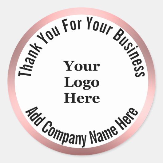 Business Thank You白黒Pink Your Logo Here ラウンドシール (正面)
