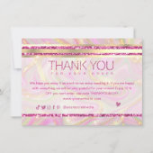 Business Thank You エレガント Pink Marble金ゴールドロゴ (正面)