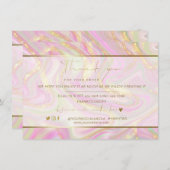 Business Thank You エレガント Pink Marble金ゴールドロゴ (正面/裏面)