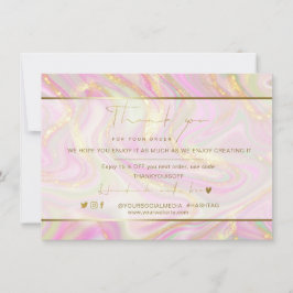 Business Thank You エレガント Pink Marble金ゴールドロゴ