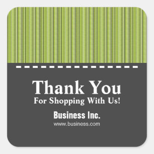 Business Thank You スタイリッシュ Lines Green スクエアシール
