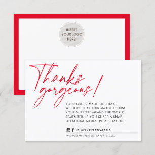 BUSINESS THANK YOU モダン BALL PEN bright red サンキューカード