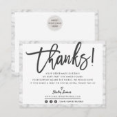 BUSINESS THANK YOU モダン chic gray marble black サンキューカード (正面/裏面)
