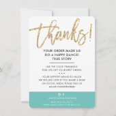 BUSINESS THANK YOU モダン cute金ゴールドグリッターミント サンキューカード (正面)