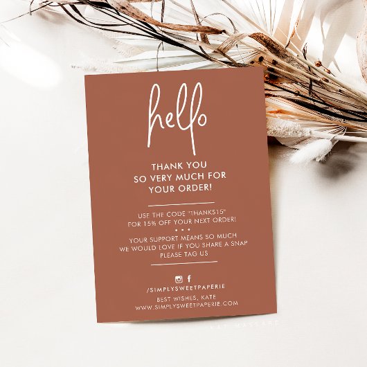BUSINESS THANK YOU モダン HELLO clay white ink サンキューカード