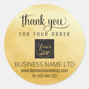 Business Thank You Blackロゴクラスの追加金ゴールド ラウンドシール