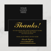Business Thank You Black and エレガント金ゴールド サンキューカード (正面/裏面)