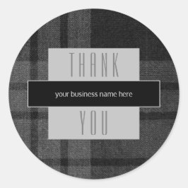 Business Thank You Black Plaid ラウンドシール