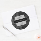 Business Thank You Black Plaid ラウンドシール (封筒)