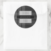 Business Thank You Black Plaid ラウンドシール (バッグ)