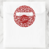 Business Thank You Bontanical赤と白に感謝 ラウンドシール (バッグ)