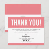 BUSINESS THANK YOU chic モダン かわいらし CORAL LOGO サンキューカード (正面/裏面)