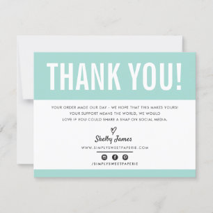 BUSINESS THANK YOU chic モダン cute MINT LOGO サンキューカード