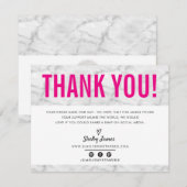 BUSINESS THANK YOU chic モダン GREY hot PINK LOGO サンキューカード (正面/裏面)
