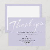 BUSINESS THANK YOU chic モダン purple white ink サンキューカード (正面/裏面)
