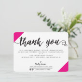 BUSINESS THANK YOU chic cornersモダン script pink サンキューカード (スタンド正面)