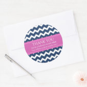 Business Thank You Company Name Blue Pink Chevron ラウンドシール (封筒)