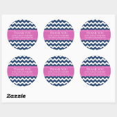 Business Thank You Company Name Blue Pink Chevron ラウンドシール (シート)