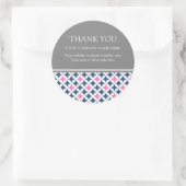 Business Thank You Company Name Blue Pink Pattern ラウンドシール (バッグ)
