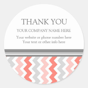 Business Thank You Company Name Coral Chevron ラウンドシール