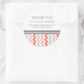 Business Thank You Company Name Coral Chevron ラウンドシール (バッグ)