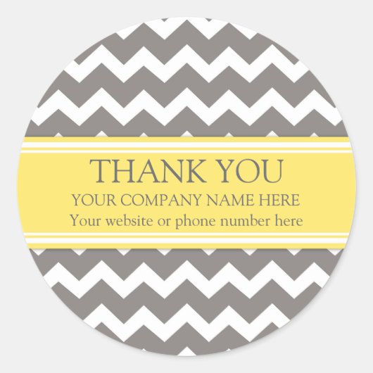 Business Thank You Company Name Gray Chevron ラウンドシール (正面)