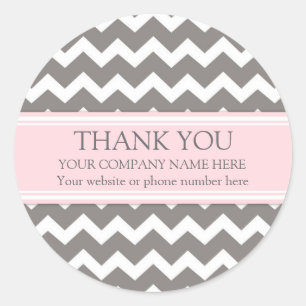 Business Thank You Company Name Pink Gray Chevron ラウンドシール
