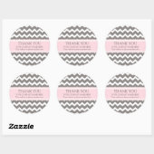 Business Thank You Company Name Pink Gray Chevron ラウンドシール (シート)