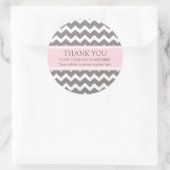 Business Thank You Company Name Pink Gray Chevron ラウンドシール (バッグ)