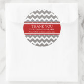 Business Thank You Company Name Red Gray Chevron ラウンドシール (バッグ)