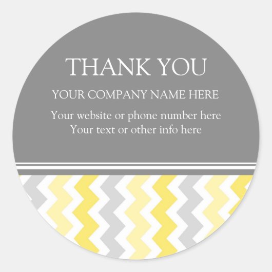 Business Thank You Company Name Yellow Chevron ラウンドシール (正面)