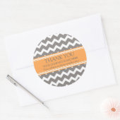 Business Thank You Company Orange Gray Chevron ラウンドシール (封筒)