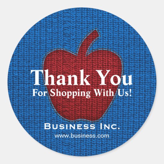 Business Thank You Cudly Apple Red ラウンドシール (正面)