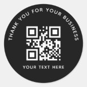 Business Thank You Custom QR Code Black ラウンドシール (正面)