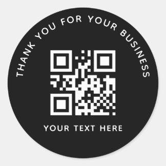 Business Thank You Custom QR Code Black ラウンドシール