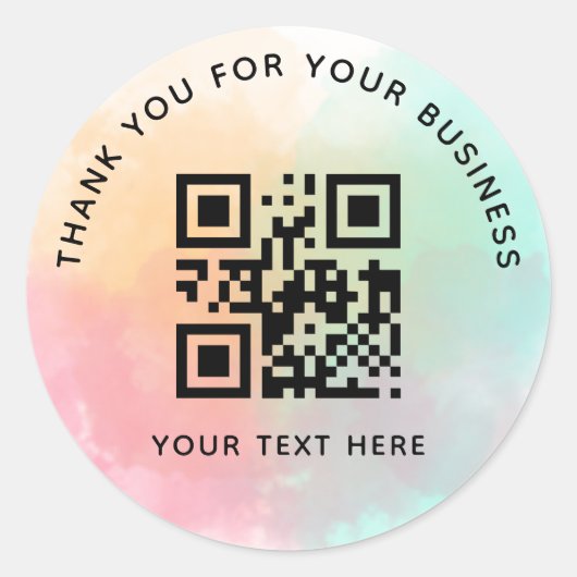 Business Thank You Custom QR Code Colorful ラウンドシール (正面)