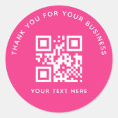Business Thank You Custom QR Code Pink ラウンドシール (正面)