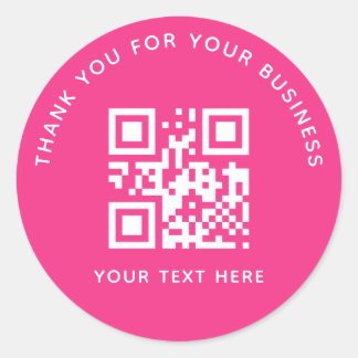 Business Thank You Custom QR Code Pink ラウンドシール